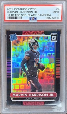 2024 Donruss Optic Marvin Harrison Jr '14 Retro Black Pandora #/25 RC PSA 9 
