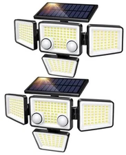 Solar Outdoor Lights - 3000LM 188 LED Motion Sensor Outdoor Lights, 4 2 Pack