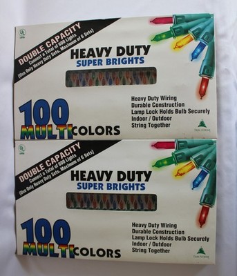 2 NOS UNOPENED BOXES 100 MULTI-COLOR HEAVY DUTY CHRISTMAS SUPER BRIGHTS LIGHTS