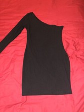 Pretty Little Thing UK10 Black One Shoulder Bodycon Dress