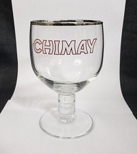 Chimay Trappist Chalice Beer Glass Silver Rim Belgian Ale Collectible Barware
