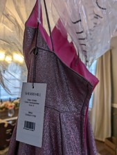 NEW Sherri Hill Prom dress, Glitter gown, Deep V-Neck, Fuchsia/Silver size 6