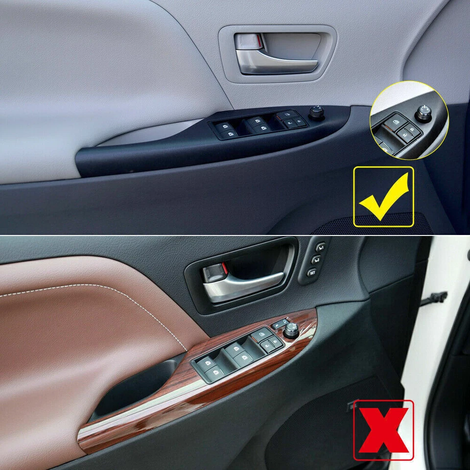 For Toyota Sienna 2015-2020 Carbon Fiber Window Lift Lock Switch Cover trim 4X Foto 4 de 4