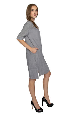 haris cotton linen dress Haris Cotton Linen Three-quarter Sleeve Dress
