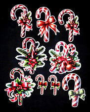 Beautiful DIE CUT CARD TOPPERS Christmas Candy Cane Baubles Bows Cardmaking