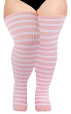Plus Size Cotton Thigh High Socks for Women Extra Long Over the Knee Warmers