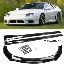 For Mitsubishi 3000GT Front Bumper Lip Spoiler Splitter + Gloss Black Side Skirt