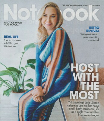 Sunday Mirror Notebook Magazine: Josie Gibson, Angela Hartnett, Alex. J, 24.9.23