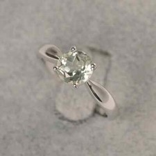 Genuine Green Amethyst Round Gemstone 925 Sterling Silver Women Designer Ring