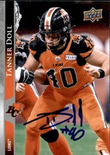 Tanner Doll Signed 2021 Upper Deck CFL Football card BC Lions