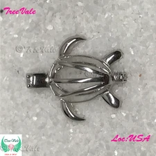 Sea Turtle Rafael - 925 Sterling Silver - Locket Pearl Cage Pendant - Hold 6-8mm