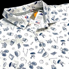 Puma Volition America Upf50 Short Sleeve Block Party Mens Golf Polo Shirt 2xl