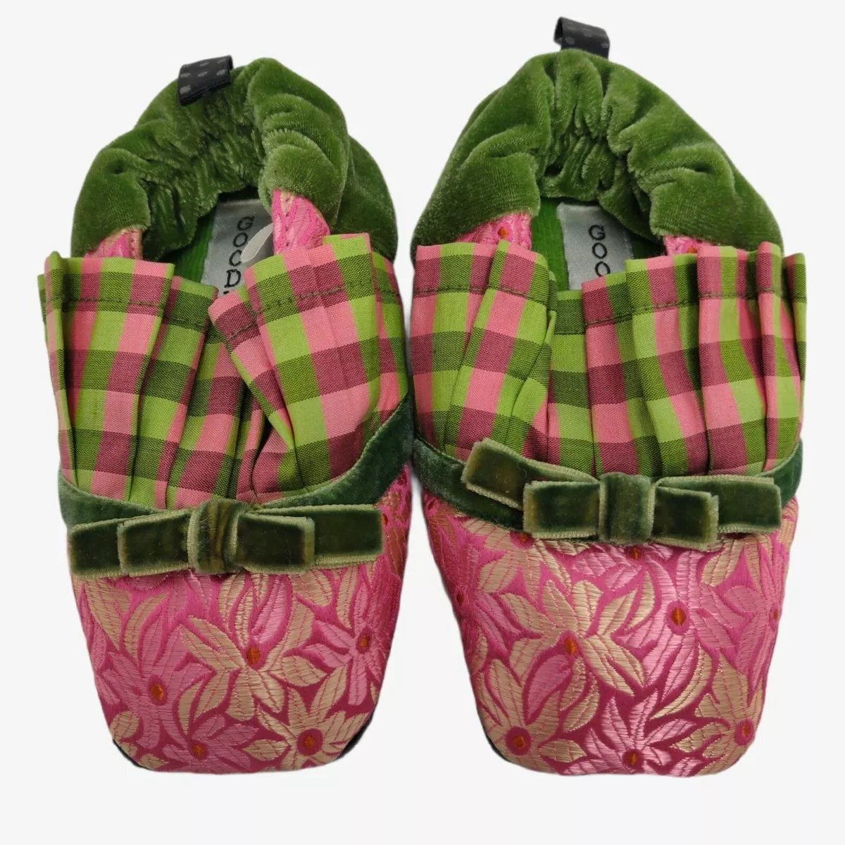 Goody Goody Bon Bons Fairy Slippers Silk Brocade Plaid Ruffles XS