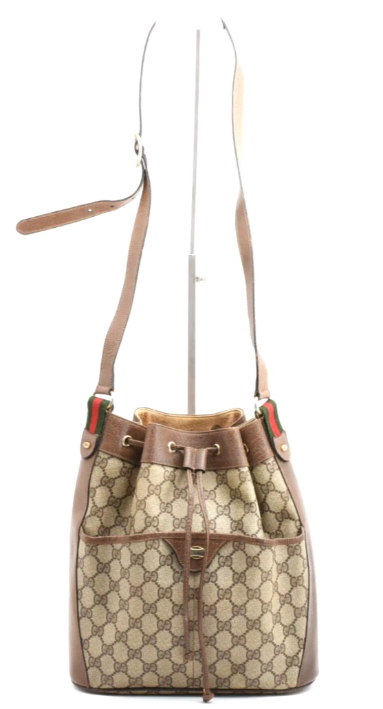 Sac à main seau à bandoulière vintage GUCCI [Rang AB] cordon GG Sherry authentique