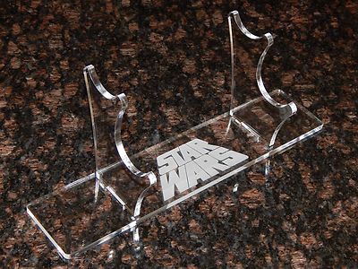 Acrylic 2 tier Light saber display stand holder w engraved Star Wars image