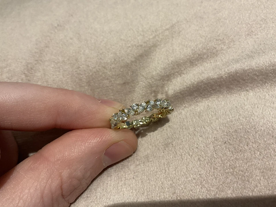 Anel Eternidade Completa Diamante Criado em Laboratório 3,0 quilates Banhado a Ouro 9k 925 Tamanho J - Imagem 3 de 4