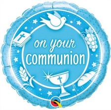 On Your Communion Blue Foil Balloon Religious Party Supplies Decorations
