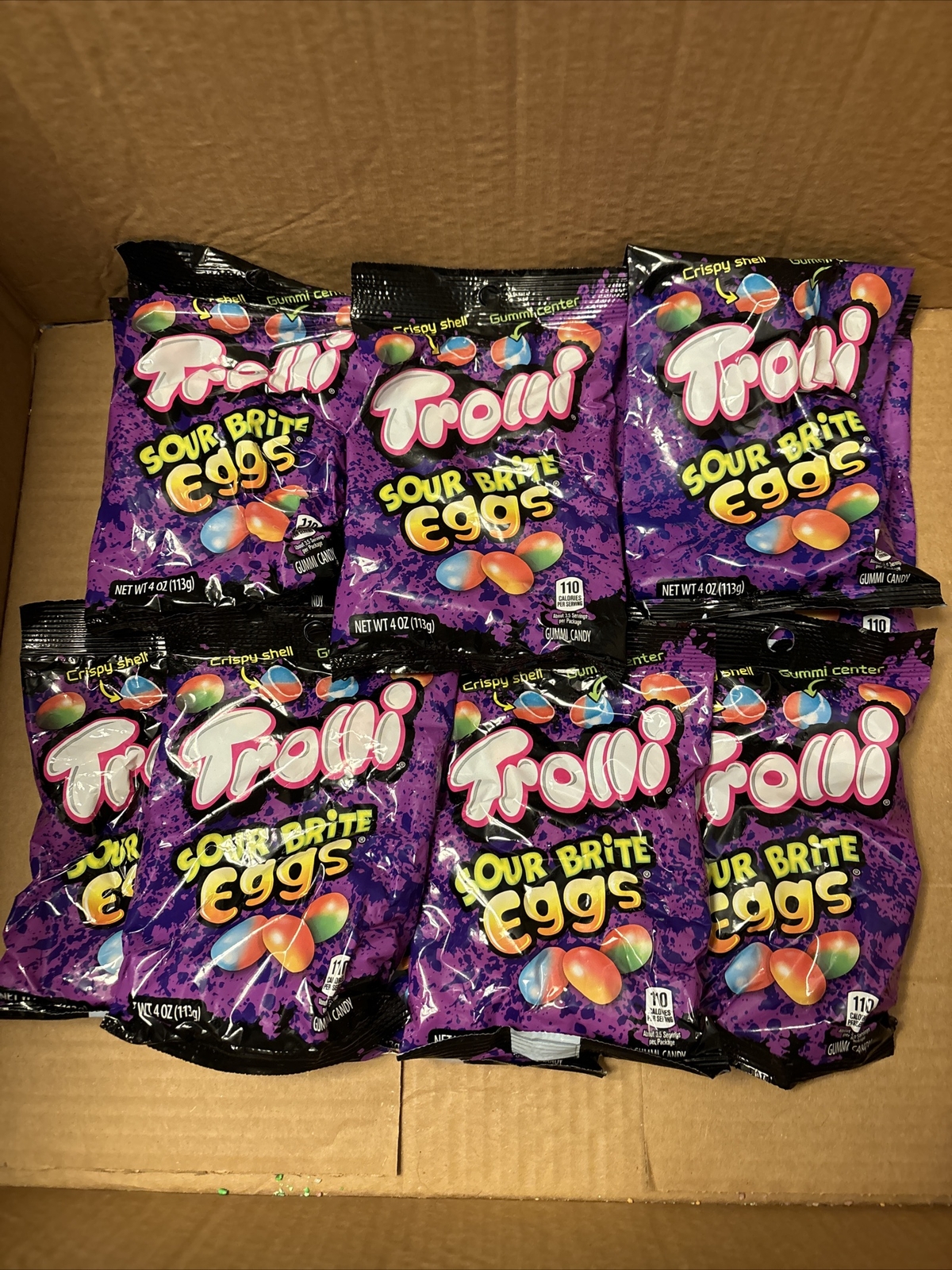 Trolli SOUR BRITE EGGS 10 Bags, 4oz Per, Crispy Shell Gummi Center, EXP ...