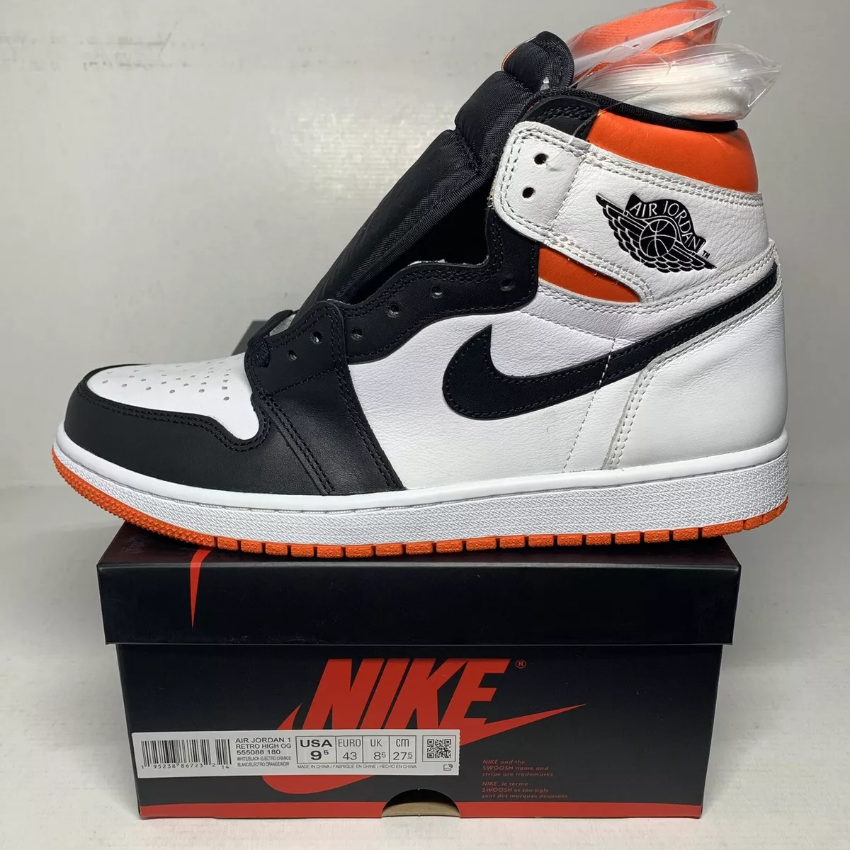 Jordan 1 High OG Electro Orange Men Size 9.5 555088-180 Nike Air Jordan  Retro