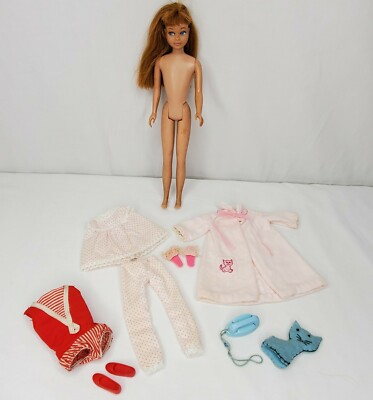 Vintage Barbie Skipper Doll Red Head Swimsuit Shoes #1909 Dream Time PJs Japan