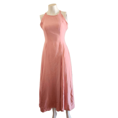 90s prom dress halter top maxi pink mauve sleeveless costume high neck |  eBay
