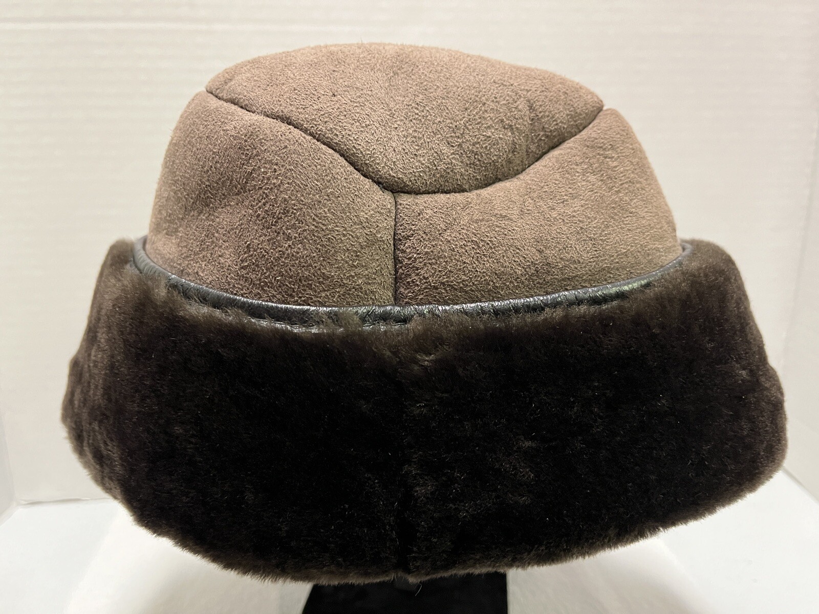 Trapper hat size medium snap button ear flaps fur - image 3
