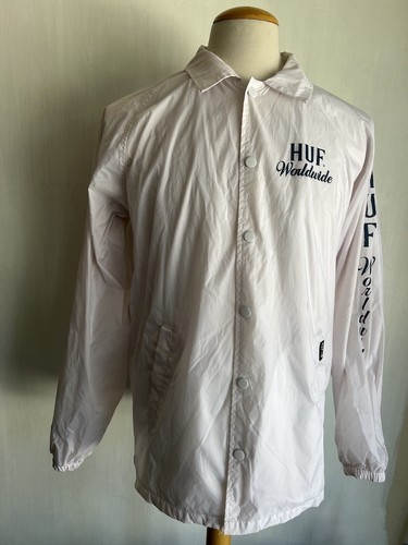 HUF WORLDWIDE Official Marlboro Logo White Winbreaker Coaches Jacket Sz Medium - Picture 4 of 7