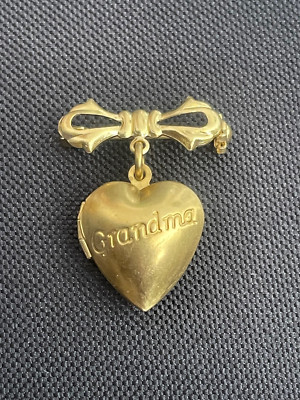 ausgefallene Vintage Art massive rohe reine Messing Schleife Oma Brosche Medaillon
