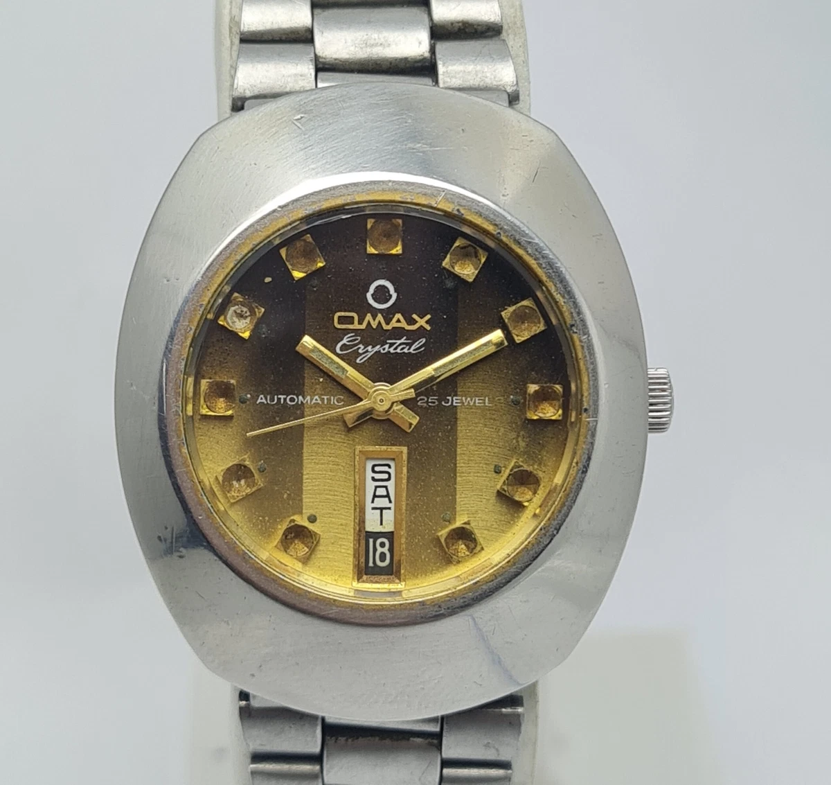 Omax Crystal 35202 Automatic Day/Date Vintage Men's Watch | eBay