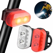 USB Rechargeable LED Bicycle Headlight Bike Front Rear Lamp Cycling Light Set