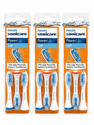 9 Philips Sonicare PowerUp Soft Replacement Toothbrush Brush Heads 3x3Ct HX3023