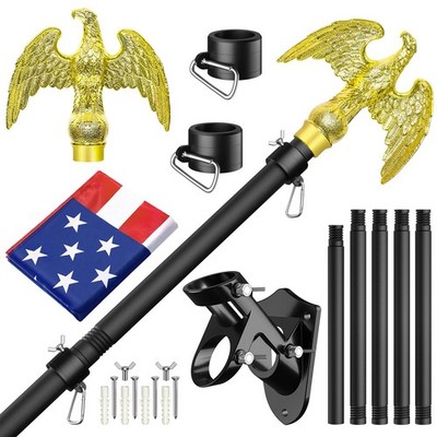 American Flag 3x5 With 6 Ft Pole And Golden Eagle For Outside House Heavy Duty
