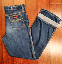 Vintage 70s Wrangler Made in USA Mens 36 Long Denim Jeans Talon Zipper Red Tag