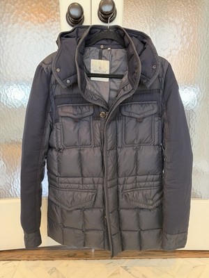 Moncler Jacob Giobutto Men s Navy Blue Down Jacket Mixed Media 3 With Hood 2K+