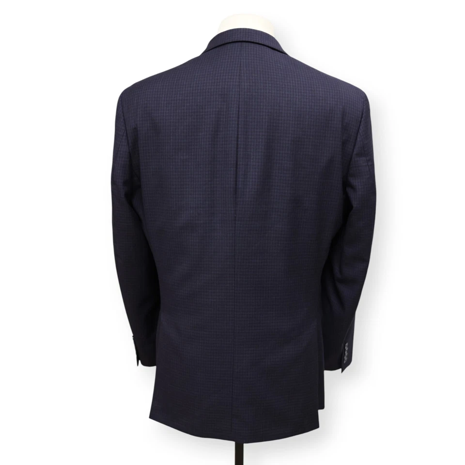 CALVIN KLEIN Hombre Azul Negro Cuadros Dos Botones Abrigo Deportivo Traje Chaqueta Blazer 42 R Foto 4 de 4
