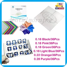 Dental Ortho Rubber Dam Sheet 36Pcs/Box Frame Punch Template Blue Clamps Kit