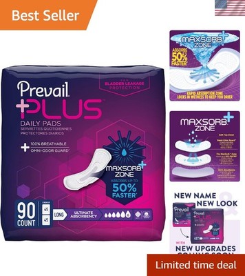 Plus Long Length Incontinence Bladder Control Pads | 90 Count - Ultimate Comfort