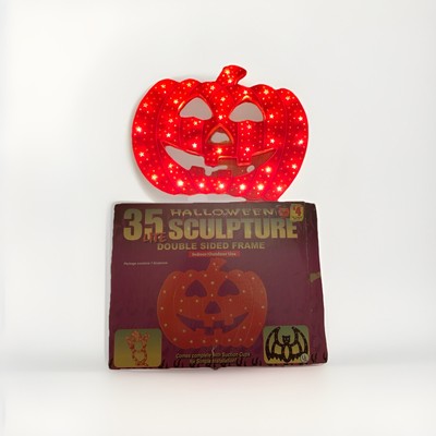 Vintage Halloween sculpture Jack o lantern Pumpkin 14  Double Sided Frame Decor