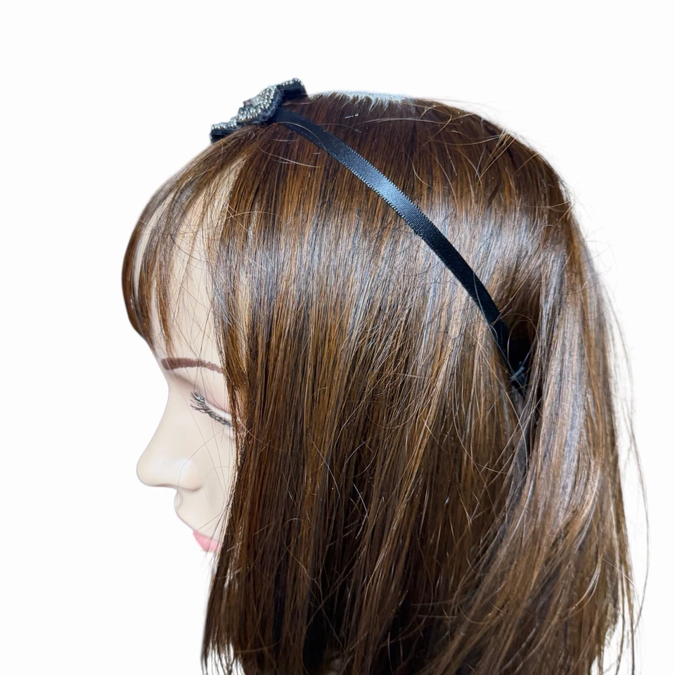 Diadema de hoja de estrás con cuentas negras accesorio para el cabello para mujer talla única Foto 3 de 4