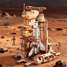 ROKR Space Shuttle 3D Wooden Puzzle Moving Rocket Launch Tower for Adults Teens