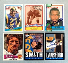 LOS ANGELES RAMS (6) AUTOGRAPH CARD LOT ~ SIGNED ON CARD - IN PERSON