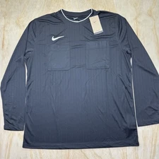 NEW Nike Dri-FIT Soccer Referee Jersey Shirt SLIM Fit Black MD Mens DH8027-010
