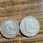 1950 Franklin Half Dollar Silver Circulated Coins Lot of 2