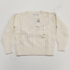 GAP KIDS Cable-Knit 100 Cotton Crewneck Sweater Ivory Cream Frost, XS 4-5