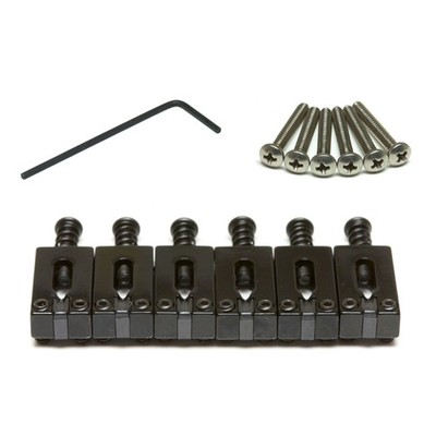 Graph Tech String Saver BLACK 6 Saddles Set for Fender Strat/Tele, 2-1/16'' Space