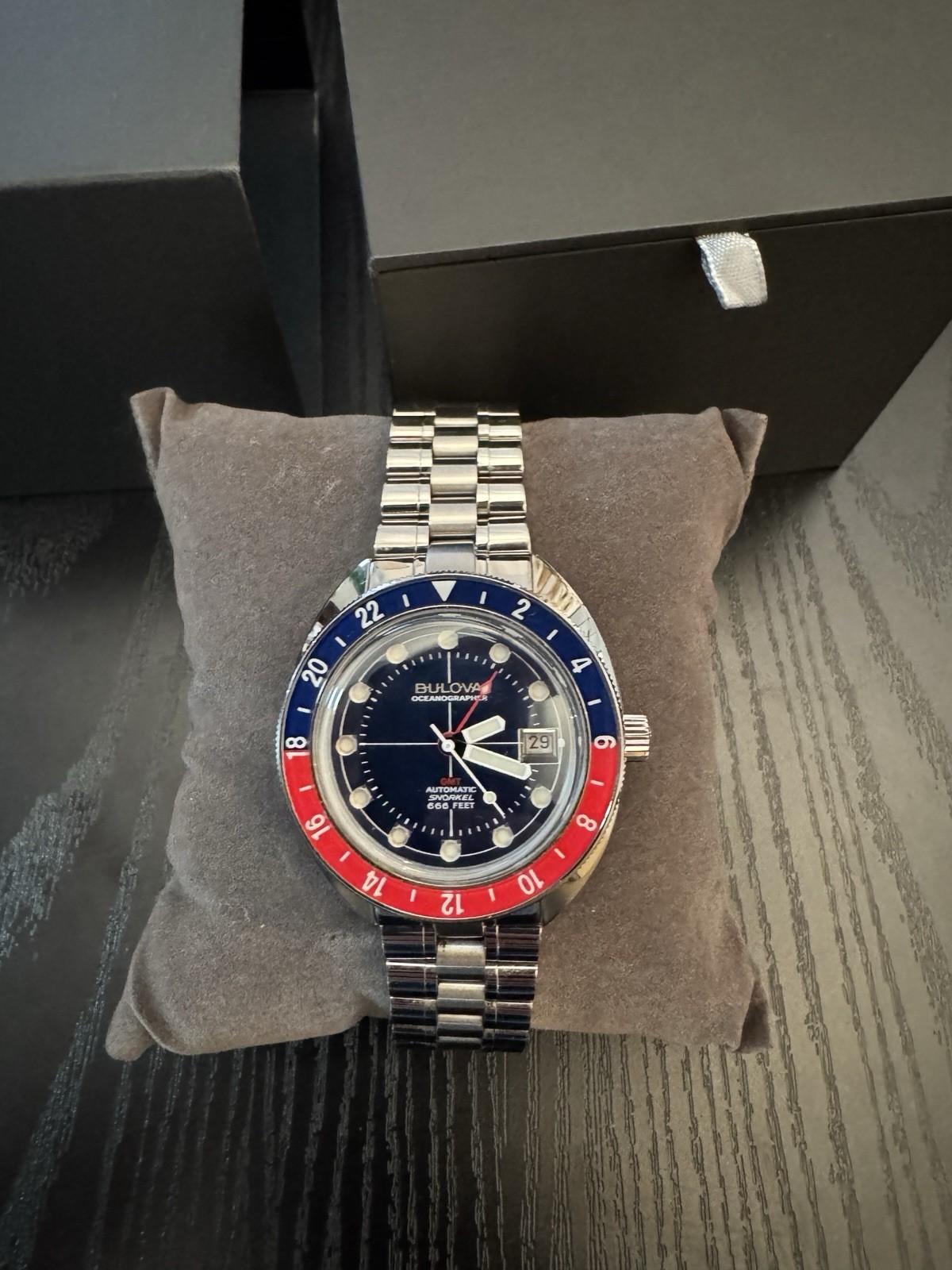 Pepsi BULOVA Oceanographer GMT Automatic Snorkel 96B405, 41mm, Box & Papers