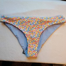 Hollister Women Swim Bathing Suit Bottom Reversible Floral Med "Cheeky" New wTag