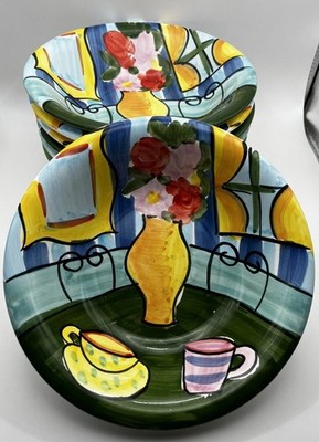 The Cellar Hand Painted Scene 8'' Bowl Made In Italy, New Old Stock, 1995 Vintage