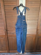 Jordache Womens Blue Denim Bib Overalls Sz XL Studded Pkt Tapered Leg Dark Wash