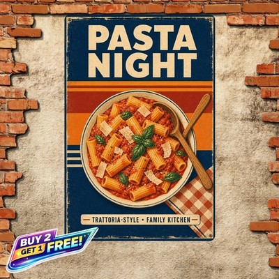 Geometric Retro Pasta Kitchen Wall Art Theme Metal Tin Sign 8x12